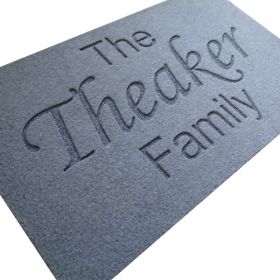 Personalised Family Name Door Mat Grey - Angle