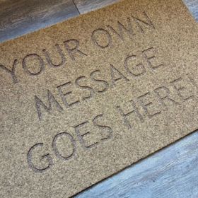 Synthetic Coir Personalised Doormat Golden Brown - Angle