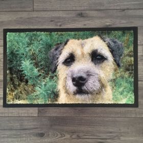 The finished mat! It's printed onto carpet so has a textured appearance, almost as though the photo has been converted to a painting